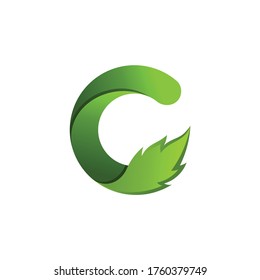 letter c with leaves, logo template
