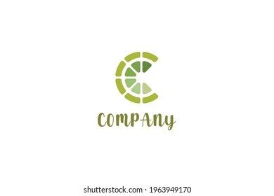 Letter c lemon fresh green business logo 