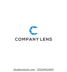 Letter C and Lens Camera Logo Design Vector	
