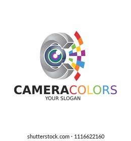 Letter C + lens + colors. suitable for any media, video or photo based company
