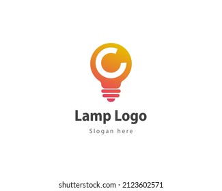 letter C light bulb logo, eps10 isolated