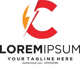 Letter C lightning electric logo