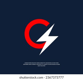 Letter C Lightning Electric Logo design template
