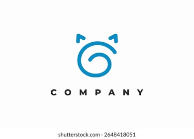 letter c line art and cat logo design