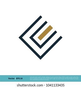 Letter C Line Art Square Icon Vector Logo Template Illustration Design. Vector EPS 10.