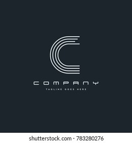 Letter C line logo icon. Stroke letter vector element.
