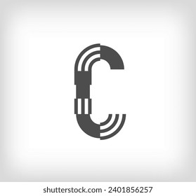 Letter C linear modern logo. The letter is in line strip form. Alphabet letter character and linear abstract design. logo, corporate identity, application, creative poster and more.