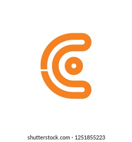 letter c lines art central dot logo vector