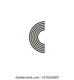 Letter C lines, circle geometric symbol simple logo vector