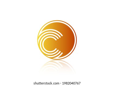 Las líneas de la letra C se fusionan con el círculo, el vector del logotipo del monograma