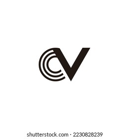 Letter C lines and V outline geometric symbol simple logo vector