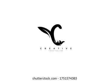 Buchstabe C Linked Abstraktes Monogramm Form stylisches Leaf Logotype