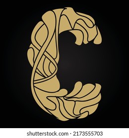 Letter C Linked Artistic Shape Monogram Logotype