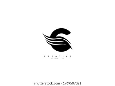 Letra C Alas estilizadas vinculadas Logo de forma Swoosh