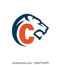 letter C lion logo icon vector