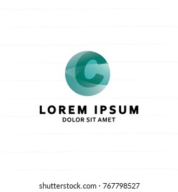 letter C logo 03 with green eyes shape