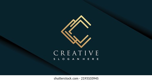 Letter c logo with abstrac design premium vector