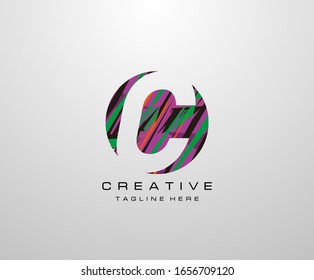 Buchstabe C Logo. Abstraktes Circle C Buchstaben Design, hergestellt aus verschiedenen geometrischen Formen in Farbe.