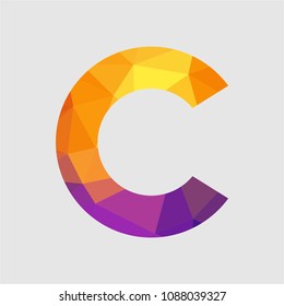 Letter C  logo. Abstract graphic icon, logo design template, symbol for company. low poly style