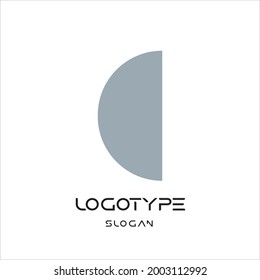 Logo de la letra C, símbolo de la luna abstracta, etiqueta monumental geométrica. Letra simple empotrada para monograma moderno de estampado, logotipo, concepto moderno de marca. Diseño de logotipos