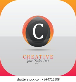 Letter C logo abstract symbol in the colorful circle. Template for your design