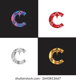 Letter C logo, C logo, AI logo set, modern and minimal design, tech-inspired, colorful icons and symbols, suitable for artificial intelligence, innovation, branding, startups, and digital identity.
