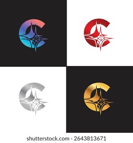Letter C logo, C logo, AI logo set, modern and minimal design, tech-inspired, colorful icons and symbols, suitable for artificial intelligence, innovation, branding, startups, and digital identity.