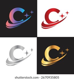 Letra C logotipo, logotipo C, conjunto de logotipo AI, design moderno e mínimo, inspirado em tecnologia, ícones e símbolos coloridos, adequado para inteligência artificial, inovação, marca, start-ups e identidade digital.