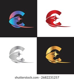 Letra C logotipo, logotipo C, conjunto de logotipo AI, design moderno e mínimo, inspirado em tecnologia, ícones e símbolos coloridos, adequado para inteligência artificial, inovação, marca, start-ups e identidade digital.