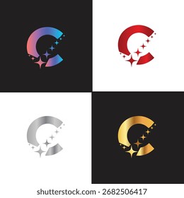Letter C-Logo, C-Logo, AI-Logo-Set, modernes und minimales Design, technisch inspirierte, bunte Symbole und Symbole, geeignet für künstliche Intelligenz, Innovation, Branding, Startups und digitale Identität.