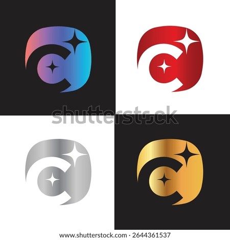 Letter C logo, C logo, AI logo set, modern and minimal design, tech-inspired, colorful icons and symbols, suitable for artificial intelligence, innovation, branding, startups, and digital identity.