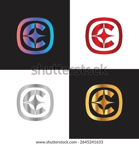 Letter C logo, C logo, AI logo set, modern and minimal design, tech-inspired, colorful icons and symbols, suitable for artificial intelligence, innovation, branding, startups, and digital identity.