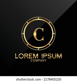 Letter C logo Alphabet logotype gold vector design