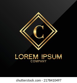 Letter C logo Alphabet logotype gold vector design