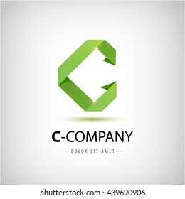 Letter C logo. Alphabet logotype vector design. Origami alphabet sign 