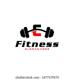 Letter C Logo With barbell. Fitness Gym logo. fitness vector logo design for gym and fitness.