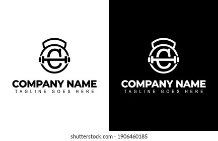 Letter C Logo With a barbell | Fitness Gym Logo | Vector Illustration of Logo Design