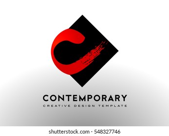 Letter C Logo With Brush Art Gallery Concept. C Letter Icon Design Vector.