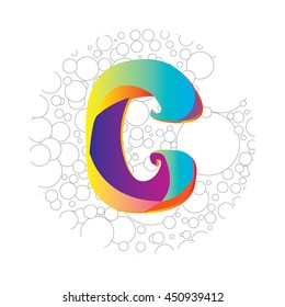 Letter C logo in bubble frame. Colorful vector design for banner, presentation, web page, app icon, card, labels, posters, and publication