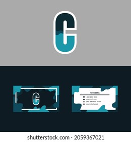Letter C Logo with Business Card Wave Style Design