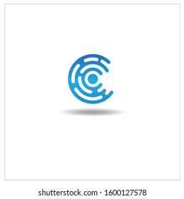 The Letter C logo can be used for the application icon. in blue gradient color. in the form of an electric circle.