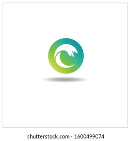 The Letter C Logo. Can be used for application icons. with a green leaf gradient color.