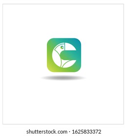 The Letter C Logo. Can be used for application icons. with a green leaf gradient color.