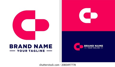 LETTER C LOGO CAPSULE NEGATIVE SPACE EDITABLE