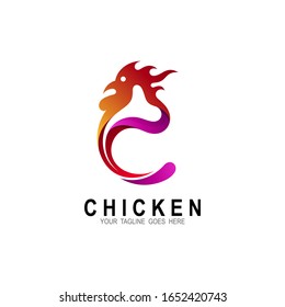 Letter c logo with chicken fire designs