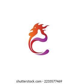 Letter c logo with chicken fire designs