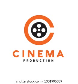 Letter C logo Cinema design vector template with Modern Concept style. Film symbol and Movie Icon for app, web, Production, industrial, Recording, Company and Business.