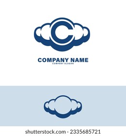 Letter C logo in a cloud. Best for cloud computing or services related to cloud storage. company logo C. 