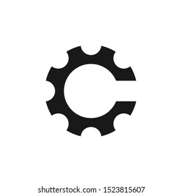 Letter C Logo. Cog Gear Symbol. Wheel Icon Vector Illustration. Eps 10.