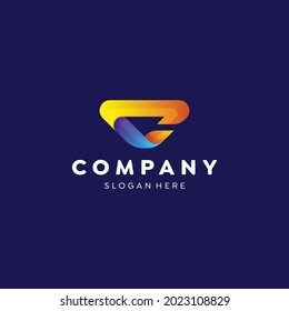 Diseño de plantilla de degradado de color con logotipo de letra c